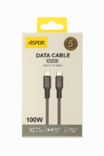 ⁦⚡ كابل بيانات ASPOR AC-21L USB-C إلى USB-C – سرعة فائقة وأداء احترافي 2 متر بقدرة 100 واط 🔋⁩ - الصورة ⁦2⁩