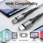⚡ كابل بيانات ASPOR AC-21L USB-C إلى USB-C – سرعة فائقة وأداء احترافي 2 متر بقدرة 100 واط 🔋