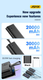 ⁦🔋 باور بانك ASPOR A337 بسعة 30000mAh بخاصية الشحن السريع 22.5 واط⁩ - الصورة ⁦3⁩